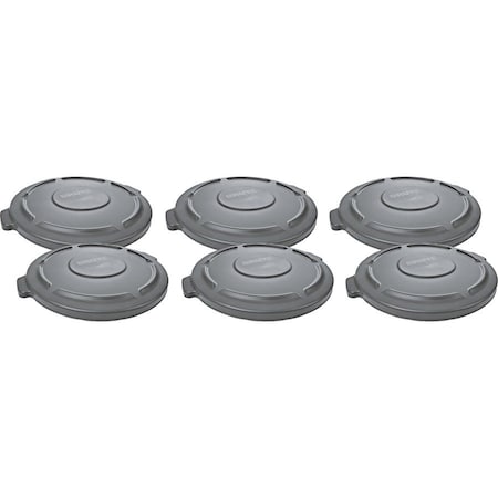 Rubbermaid Commercial BRUTE Brute 20-gallon Container Lid, Gray, Plastic, 6 PK RCP261960GYCT